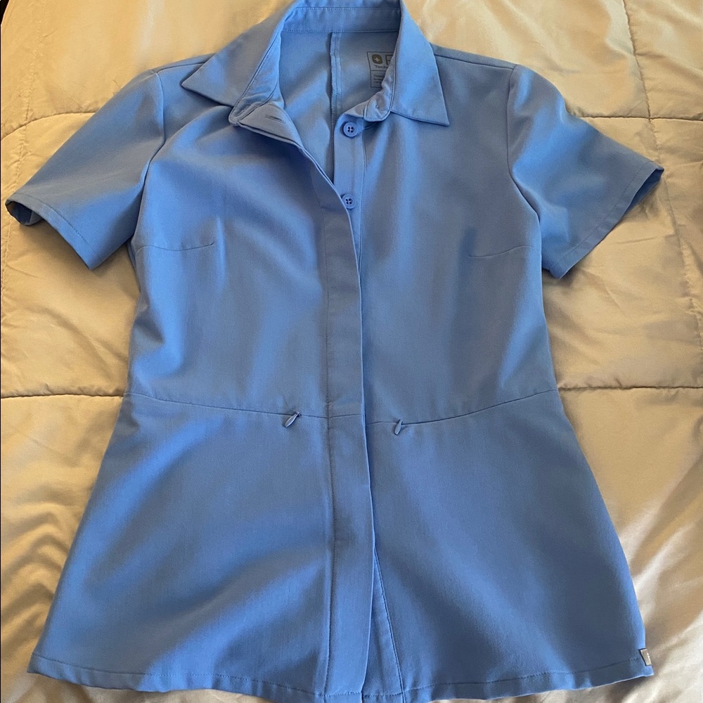 FIGS Ceil Blue Malindi Peplum Scrub Top